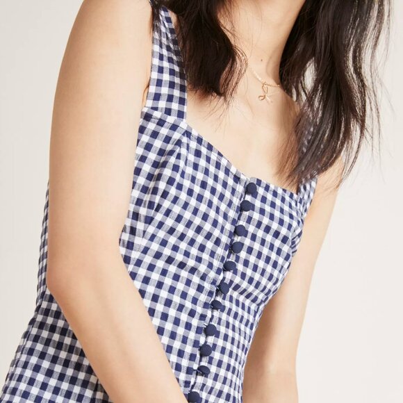 NWOT New Anthropologie Women's Gingham Midi Dress 4 Petite Seen Worn Kept Straps - Picture 3 of 8